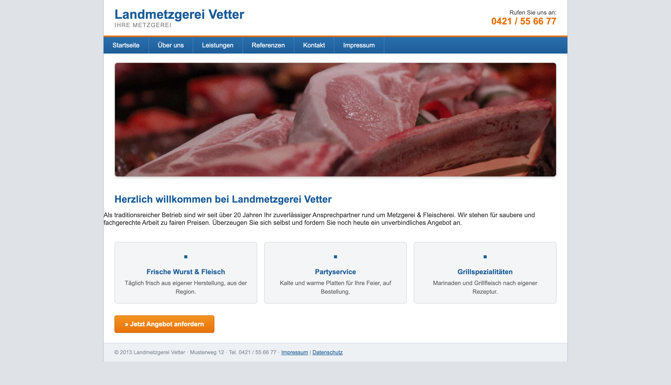 Vorher: veraltete Website für Metzgerei & Fleischerei